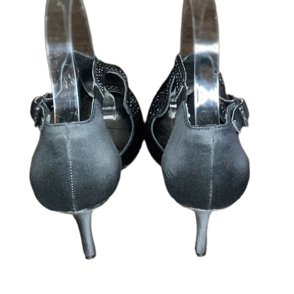 Nina Black Satin Pump w/ Rhinestones Ladies Closed Toe Satin Stilettos Size 8 - Picture 4 of 16